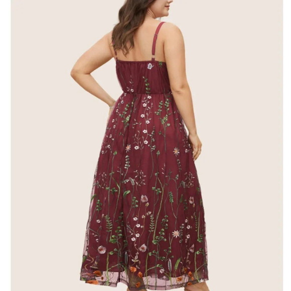 BloomChic U Neck Floral Embroidered Mesh Cami Dress - Picture 3 of 5